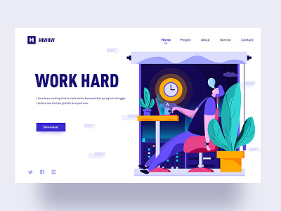 Work hard china colorful hiwow illustration illustrations jon jondesigner ui web work
