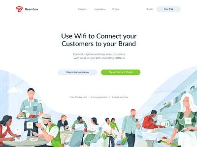 Illustration for the Beambox.co (part 2) blue character download freebies gradient header hero illustration noise site team texture ui