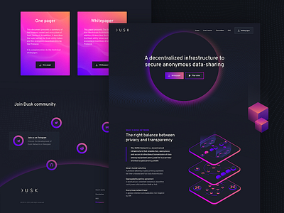 Dusk.network page blockchain crypto data decentralization home landing page network security token ui ux website
