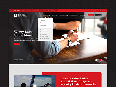 Listerhill Credit Union Website animation bank buttons credit union design icons layout listerhill pattern shapes svg ui ux website