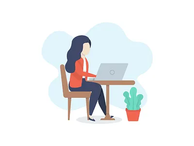 Online Shopping abstract app character computer designer flat design girl illustration laptop nature plant website