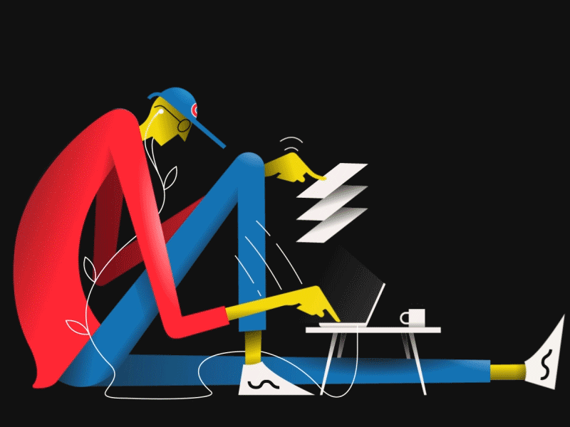 RS Q2 animation character digital design gif growing music working