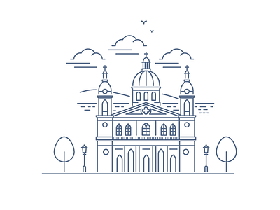Catedral De Granada, Nicaragua cathedral catholic church granada illustration nicaragua outline panorama