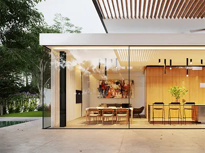 The MH House - Dining Shot 3d architecture archviz cgi design detail dusk photoshop render visualization