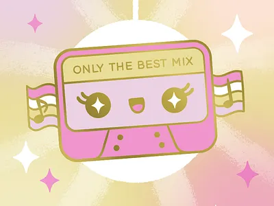 Music Tape Enamel Pin Design cute design digital enamel pin illustration kawaii music music tape