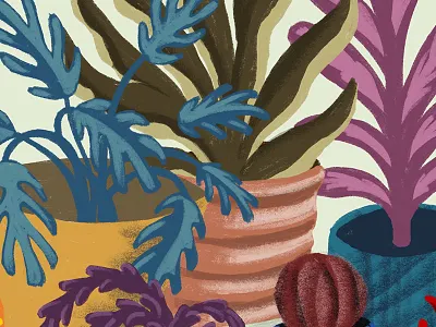 Gang's all here! album cactus frog hue ipad philodendron plants pots procreate trippy