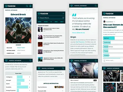 FANDOM Mobile Web Modernization fandom gallery marvel mobile poll quote search table typography venom video web wikia wikis