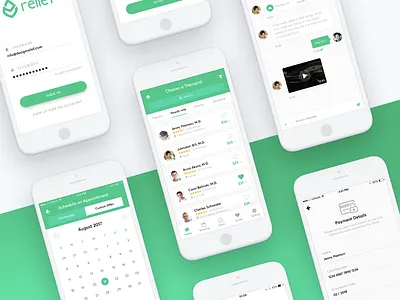 Relief - Counseling & Therapy (iOS App) app apple application clean design green ios medical therapy ui ui design user interface