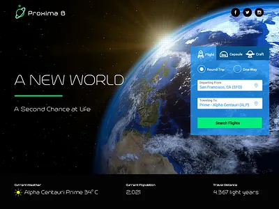 Proxima Landing Page design futuristic image responsive design space space travel spaceship theme travel typography ui ui design user experience user interface ux design web web design website
