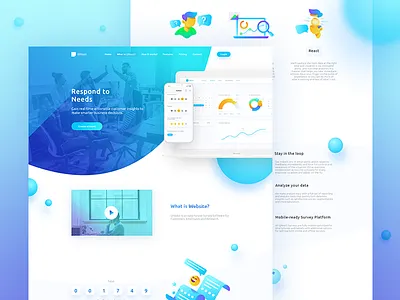Survey Service Landing Page concept emoji feedback gradient illustration landing page survey ui ux website