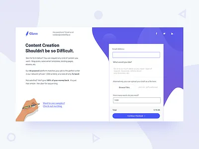 Glave Website Design ahmedabad blob illustration blue checkout content writer forum gradient ui minimal ui onboarding conversation sell rishi shah website design