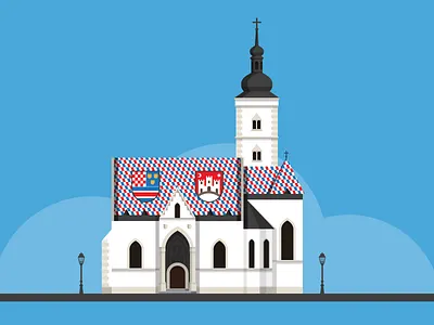 St. Mark's Church Zagreb architecture building church croatia detail flat illustration vector zagreb