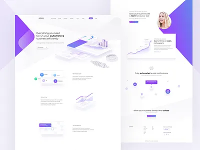 Automotive clena design digital gradient illustration landing light minimal page website white www