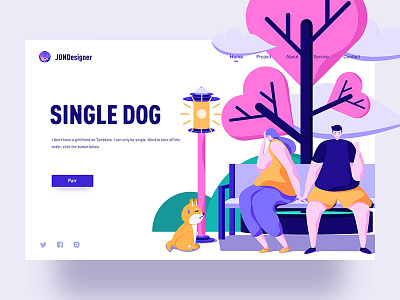 Single dog china colorful illustration jon jondesigner ui web