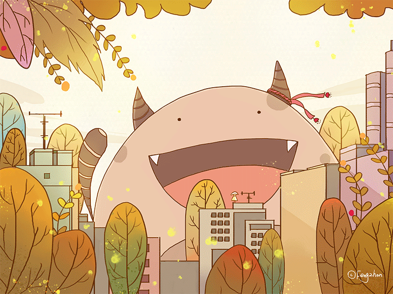 童话世界 autumn dream illustration tree yellow