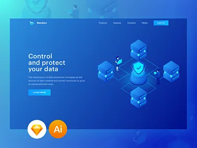 Cloud Data Storage Isometric Illustration cloud data design header illustration isometric landing onboarding storage ui website