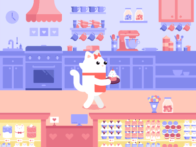 Bakery Cat animation bakery cat character cupcakes gif illustration walk cycle