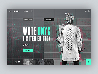 DAMASCUS Apparel - Product detail page concept v2 cyberpunk fashion modern mondrianizm tech typography ui ux web webdesign