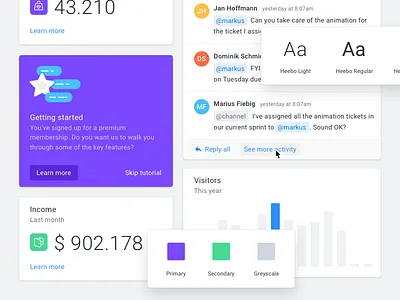 Design System Components activity clean components dashboard design system finance graphs grid guidelines minimal modules ui kit