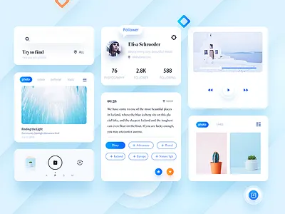 Travel app Kit app blank blue design icon kit social travel ui