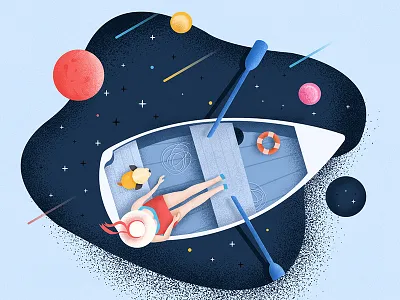 Traveling in space with dog cosmic starry sky illustration illustration design traveling in space with dog