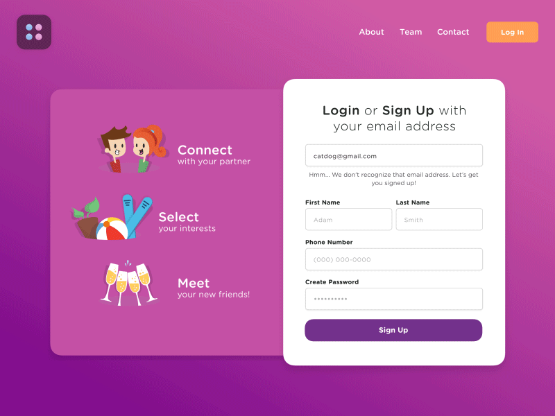 Flexible Login Screen animation card cartoon character comic design desktop experimental gif illustration login motion registration signin signup sketch ui ux web website