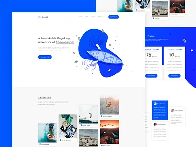 X-kayak Landing Page adobe xd clean ui creative ui illustration kayak kayaking landing page