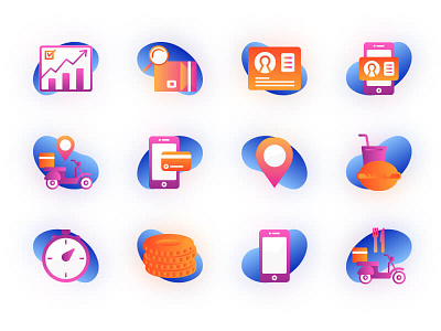 Food Delivery Icons app branding clean delivery design flat food icon illustration mobile vector web