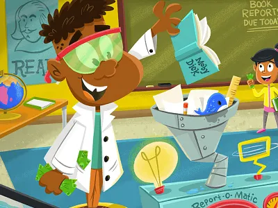 Report-O-Matic! back to school childrens book classroom illustration kidlit kids book school