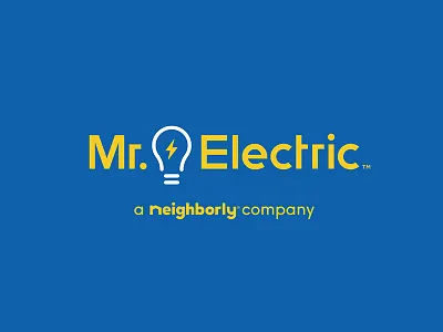 Mr. Electric badge branding bulb electricity illustration lockup logo modern rebrand typography