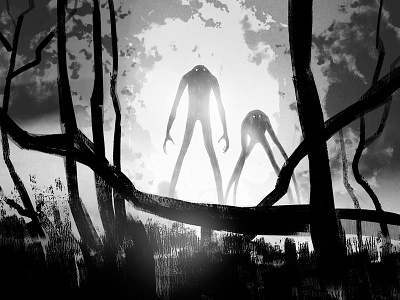 The Comet Guardians black white characterdesign childrenbook illustration landscape lights monsters