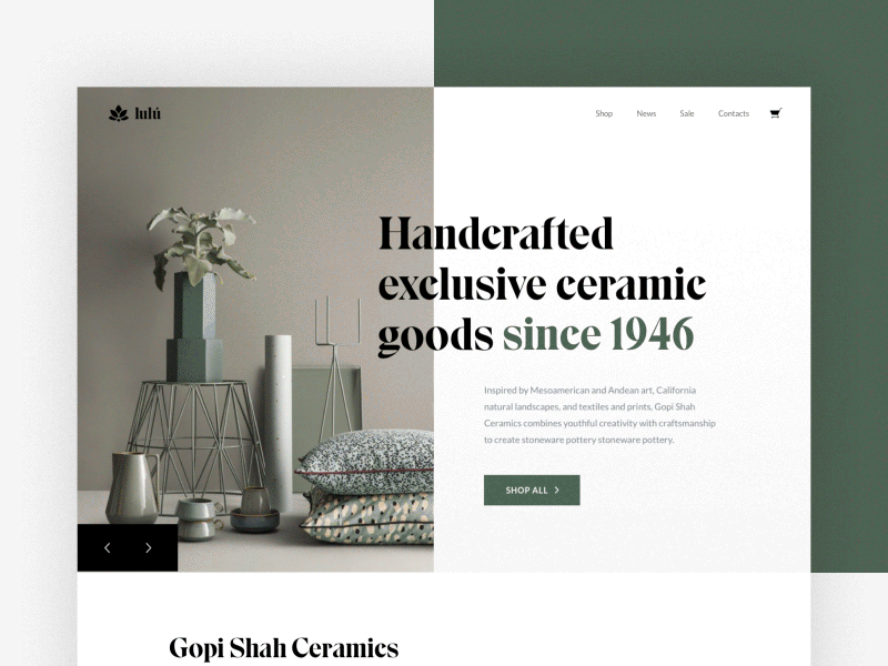 Lulu ceramics clean landing minimal ui ux web