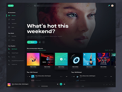 Holo Music Update app artist chart design desktop grid list music player spotify streaming ui