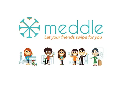 Meddle Brand Identity app brand branding character design identity illustration logo ui