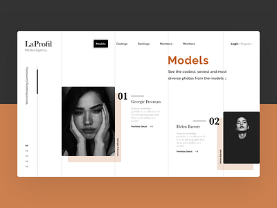 LaProfil agency black board clean landing models website white
