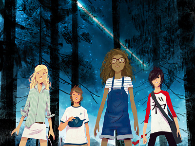 The Comet Guardians book cover characterdesign childrenbook cover illustration illustrator landscape lights teens