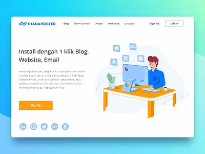 One Click Featured flat graphicdesign homepage illustration landingpage ui uiux vector website wordpress