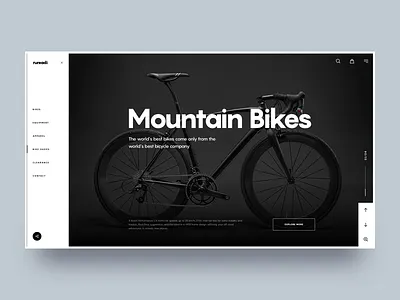 Rureadi #1 :: Layout Exploration bike black clean dark ecommerce full screen header hero header landing page layout one page product side nav side navigation slide typography ui design ux design web design web layout