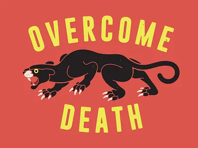 Overcome Death cat illustration logo panther retro type typography vintage