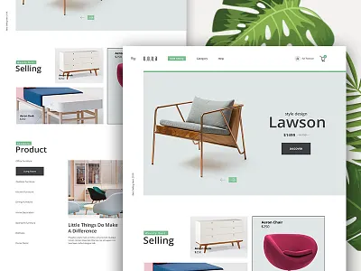 Furniture Website clean decor e commerce furniture landing page product shop sofa