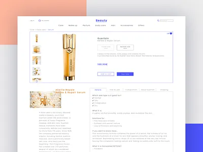 Beauty Store Concept - Product page beauty clean concept design ecommerce makeup minimal modern perfum shop site store typografy ui ux webdesign website