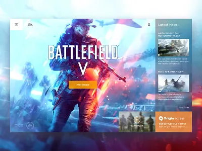 Battlefield V - website concept battlefield clean concept dailyui design flat game header layout minimal shooter simple sketch ui ux web webdesign website