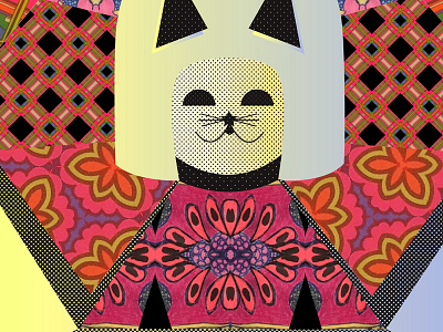 Mizz Kitty, the Vixen of Mixin' graphic design illustration kitty mixed media surface pattern