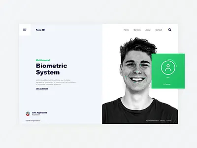 Biometric system landing Page app application clean design flat ui ux web