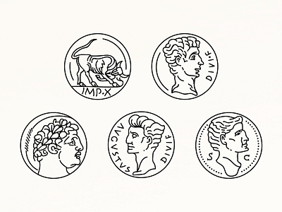 Tattoo ancient coins line drawing linear roman tattoo tattoo artist