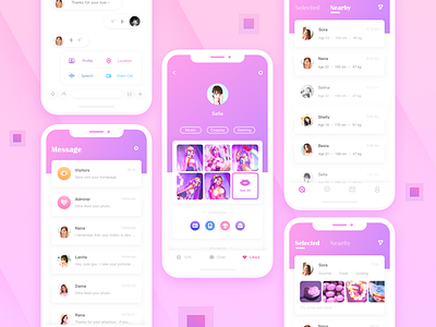 Dating App Pages app design flat ui