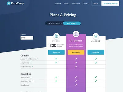 For Teams Pricing business datacamp datascience enterprise gradient landingpage pricing