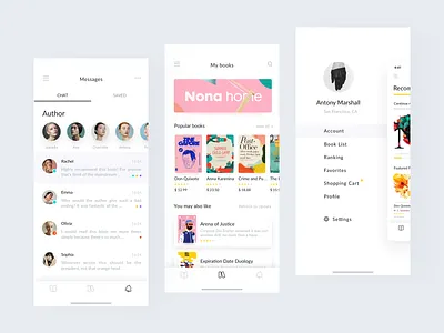 Reading App Design Project - Feeds & Messages app book branding design flat interface iphone x iphonex portfolio queble read ui ux