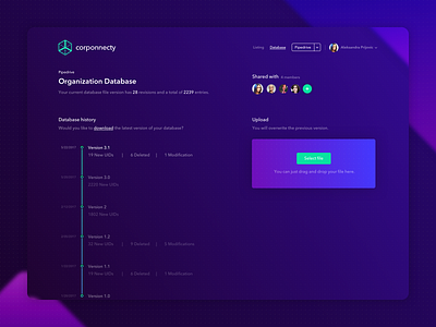 Corponnecty - Database 2d analytics app apps blue charts clean dashboard design graph illustration ui ux web
