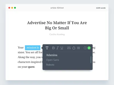 Exploration 003 Minimal Text Editor app bold design edit editor interaction italic kit text ui web write